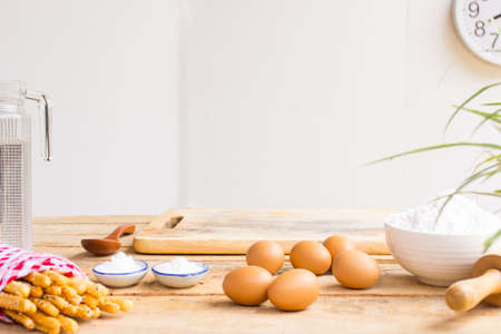 Equipment baking  or background cooking and raw food or dessert.の写真素材