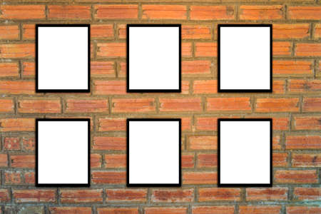 Mock up poster frame and brick wall hipster or vintage.3