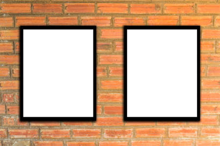 Mock up poster frame and brick wall hipster or vintage.1の写真素材