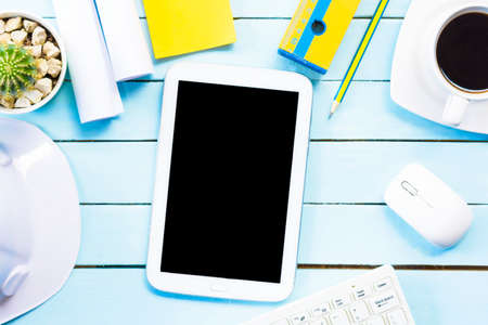 Architect desk or header for architect concept with equipment of creative project.2の写真素材