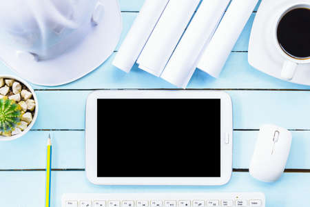 Architect desk or header for architect concept with equipment of creative 1project.