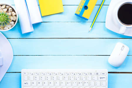 Header for architect concept with equipment of creative project.Background architect desk.の写真素材