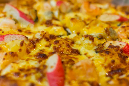 Close up pizza,Topping with cheess and etc.の写真素材