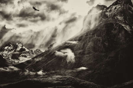 Panaramic view of glaciers and mountains of Patagonia, South America