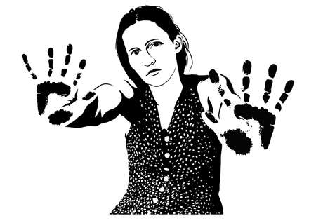 women-imprints of handsのイラスト素材