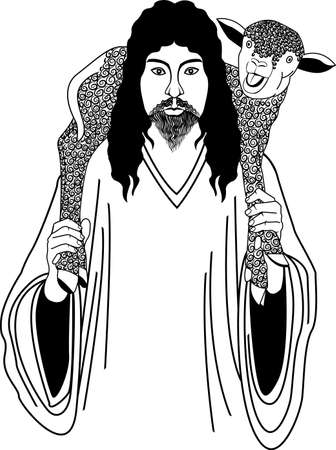 jesus and sheepのイラスト素材