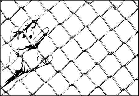 wire fence handsのイラスト素材