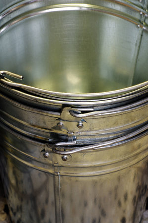 tin buckets new detailの写真素材