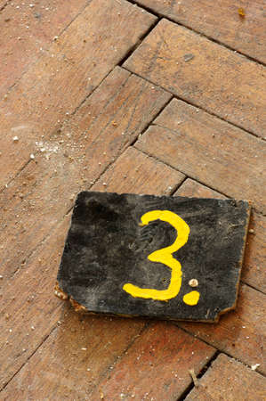 number three wooden tagの写真素材