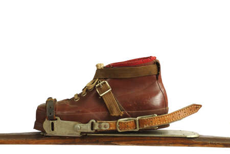 ski boots ski bindings vintageの写真素材