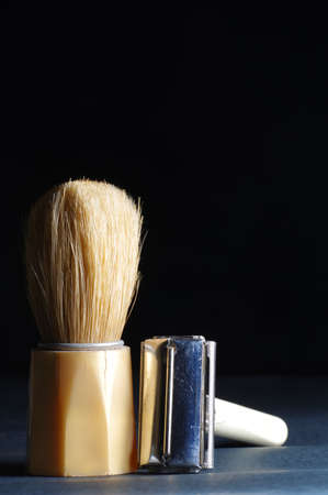 Shaving vintage black backgroundの写真素材