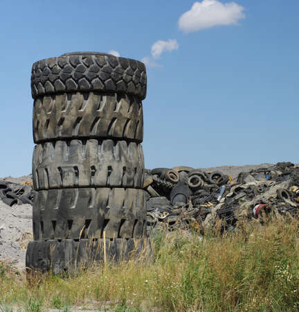 waste tires towerの写真素材