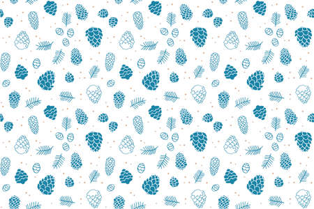 Seamless pattern with the image of fir cones and branchesのイラスト素材
