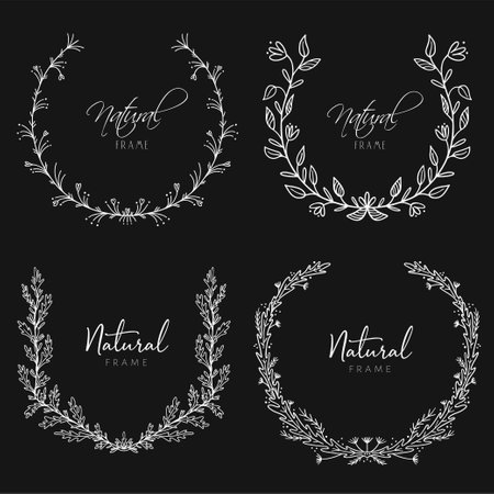 Frame of branches for text decoration in doodle style.のイラスト素材