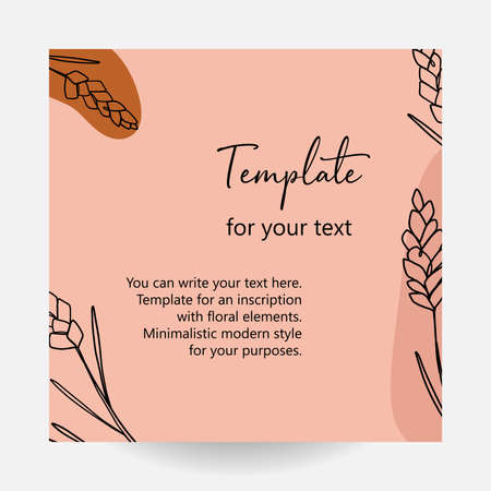 Abstract art nature background vector. Modern shape line art wallpaper. Boho foliage leaves and floral pattern design for home deco, wall art, social media post and story background. For your trext.のイラスト素材