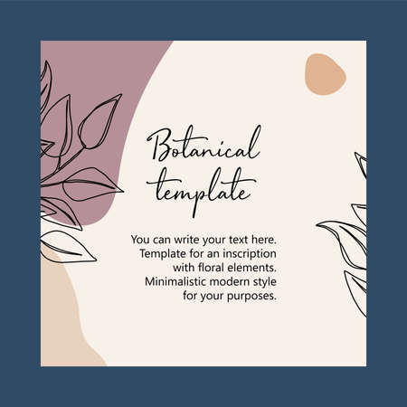 Abstract art nature background vector. Modern shape line art wallpaper. Boho foliage leaves and floral pattern design for home deco, wall art, social media post and story background. For your trext.のイラスト素材