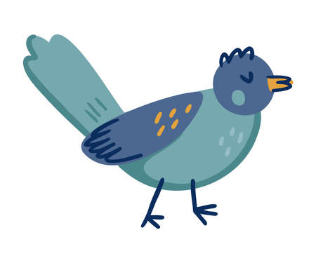 Illustration of an isolated bird on a white background. Simple cute style.のイラスト素材