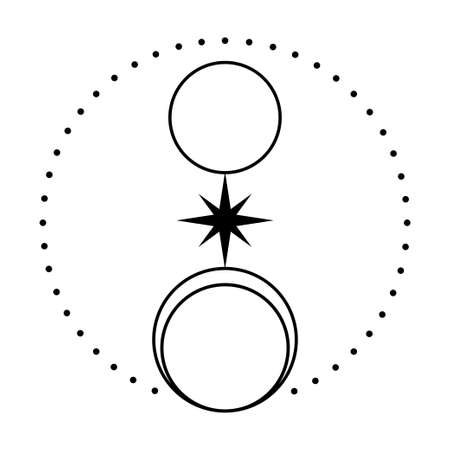 The sun and moon in graphic design. simple minimalist style. universal use. Black objects isolated on white background.のイラスト素材