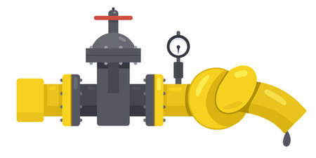 An illustration of a pipeline with a valve stops the supply of energy resources. The pipeline is...