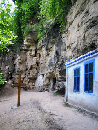 The village Saharna is well-known for cave monastery of XIII century and operating mans monastery Presvjatoj of the Trinity. の写真素材