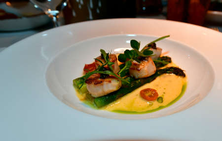 Tasty, healthy food. Beautiful restaurant serving different dishes.の写真素材