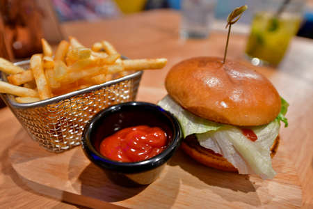 Tasty, healthy food. Beautiful restaurant serving different dishes.