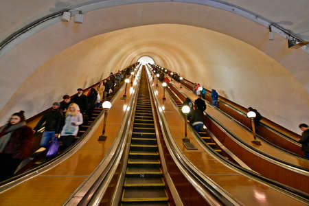 Russia the city of Moscow 12/29/2019. The Moscow Metro, its architectural beauties and unique murals are known throughout the world.のeditorial素材