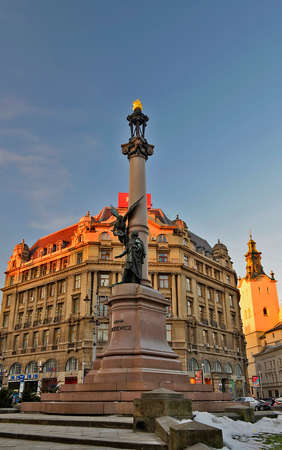 Ukraine, Lviv 12/31/2012. Winter trip to one of the oldest and most beautiful cities in Ukraine. The original architecture of Lviv was formed over the centuries, so the features of different eras interのeditorial素材