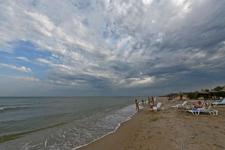 Ukraine, Berdyansk Spit 08/12/2018 year. The Sea of Azov is a semi-enclosed sea of the Atlantic...
