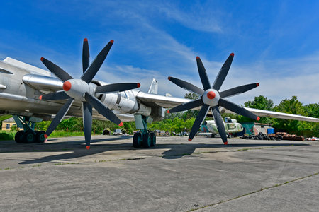 Ukraine, Poltava 06/06/2020. The Museum of Long-Range and Strategic Aviation was created on the territory of the Poltava military airfield. Military aircraft, fighters, bombers and military ground vehのeditorial素材