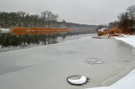 Forest rivers, beautiful winter snowy landscape.