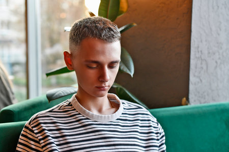 Family wife and children celebrate dad's birthday.の写真素材