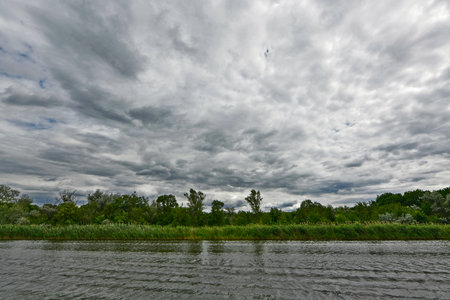 Beautiful summer landscapes on the banks of the Samara River, Ukraine.の写真素材