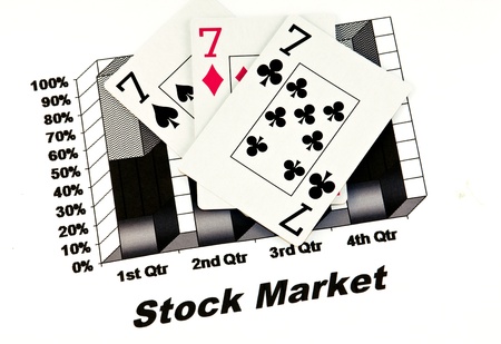 black stock market chart with playing cards,sevens