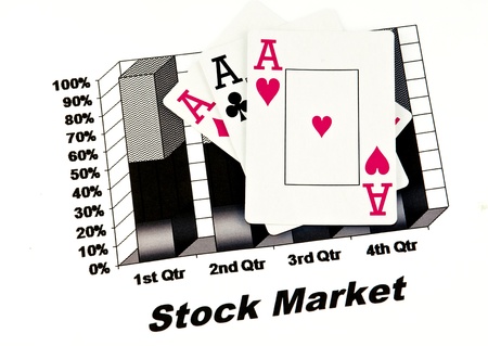 black stock market chart with playing cards,acesの写真素材