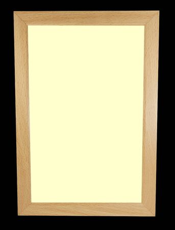 Pale background inside a wooden picture frame with black trimの写真素材