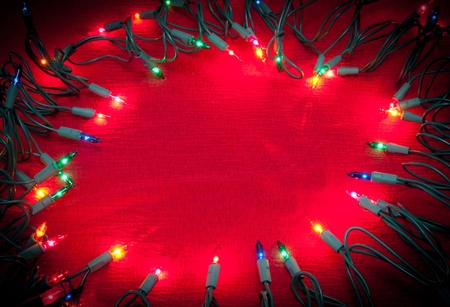 Color lights on a red background