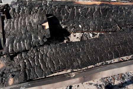 Remains of a building burnt downの写真素材