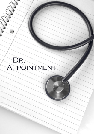 Dr. Appointment text on a notepad with a stethoscopeの写真素材