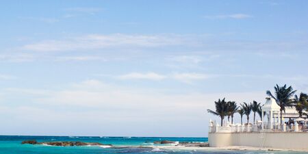 hotel in cancun with a beach sea viewの写真素材