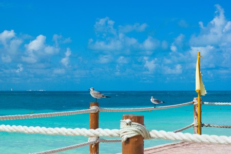 Peer of Caribbean Cancun beachの写真素材