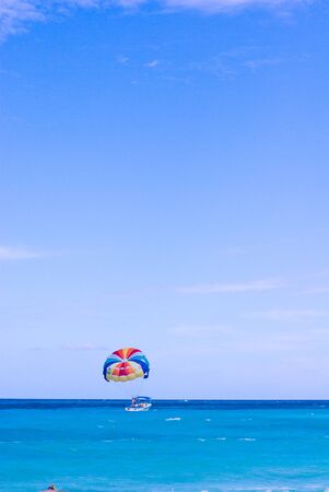 Para Sail over blue caribbean sea of Cancunの写真素材