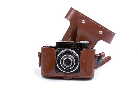 Old camera isolated on a white background