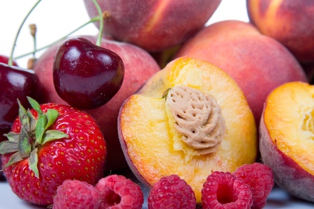 Fresh fruits isolated on a white backgroundの写真素材
