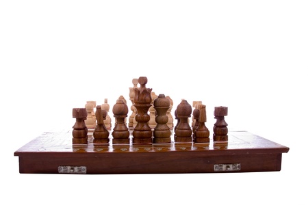 Wooden chess isolated on white background 