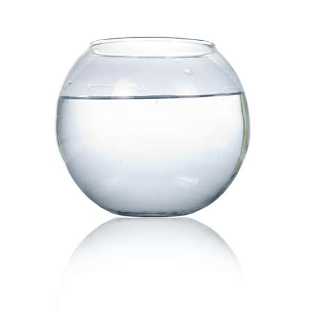 Fishbowl with water, isolated on white backgroundの写真素材