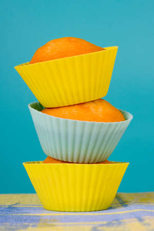 Festive cupcakes on gradient backgroundの写真素材