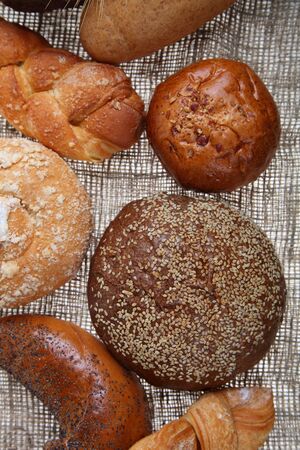 Bread on a  background of bagging