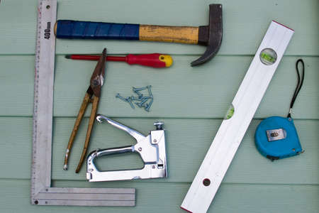 Various tools and instruments  on a table