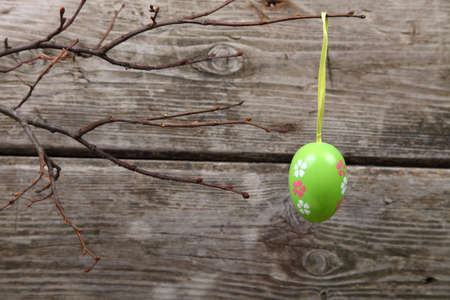 Easter composition on wooden backgroundの写真素材